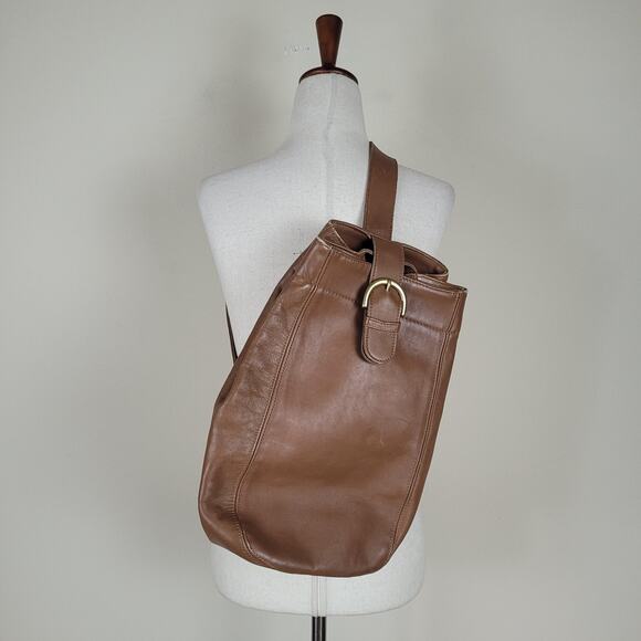 VTG Coach Bag Large Soho Sling Brown Leather Backpack USA Boho 90s Classic 4160 - Picture 1 of 16
